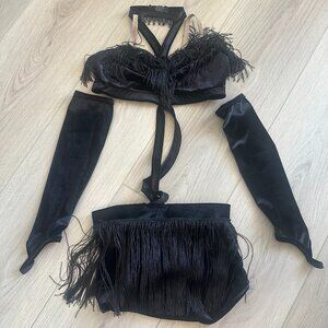 Kids Black Fringe Dance Costume